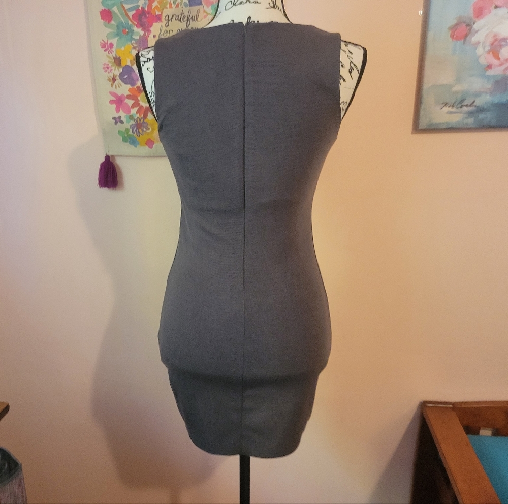 Forever 21 Charcoal Cut-Out Bodycon Stretchy Zipper-Back Minidress, S, EUC - Picture 6 of 11